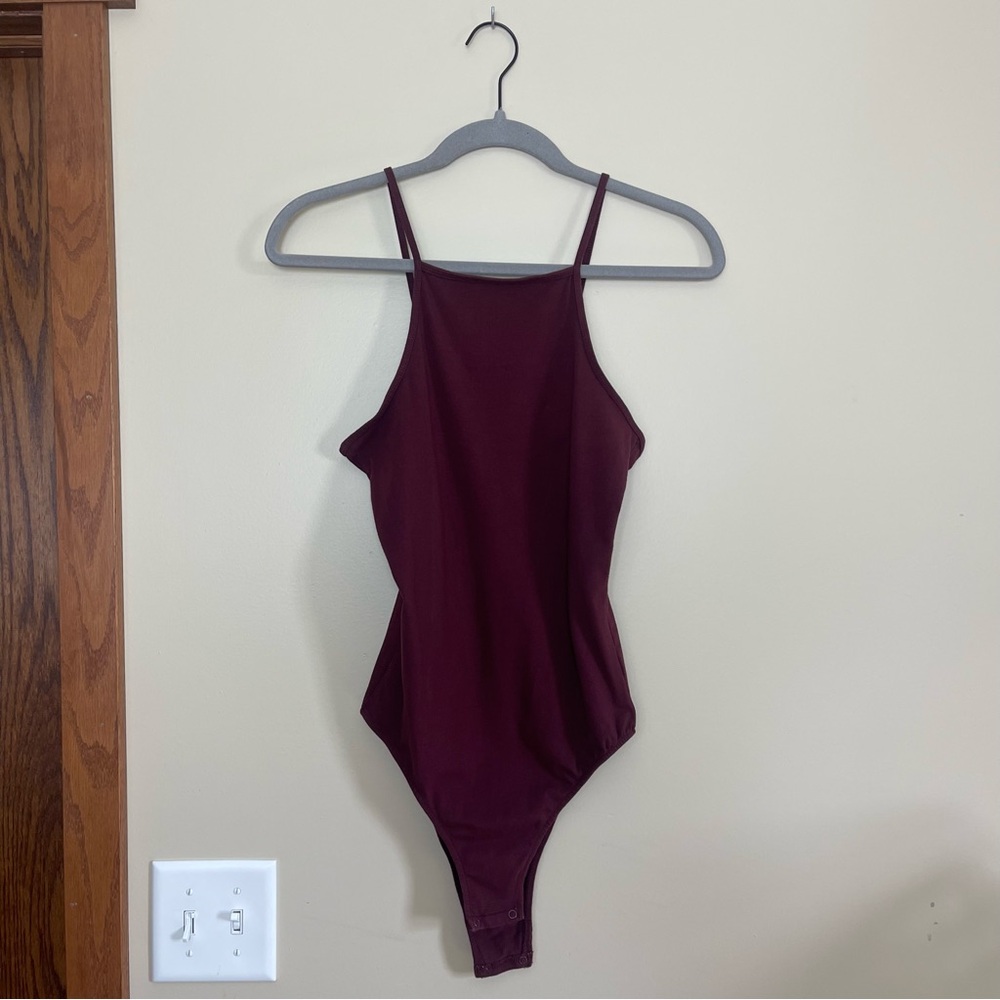 Abound Burgundy Cage-back Body-suit | Small